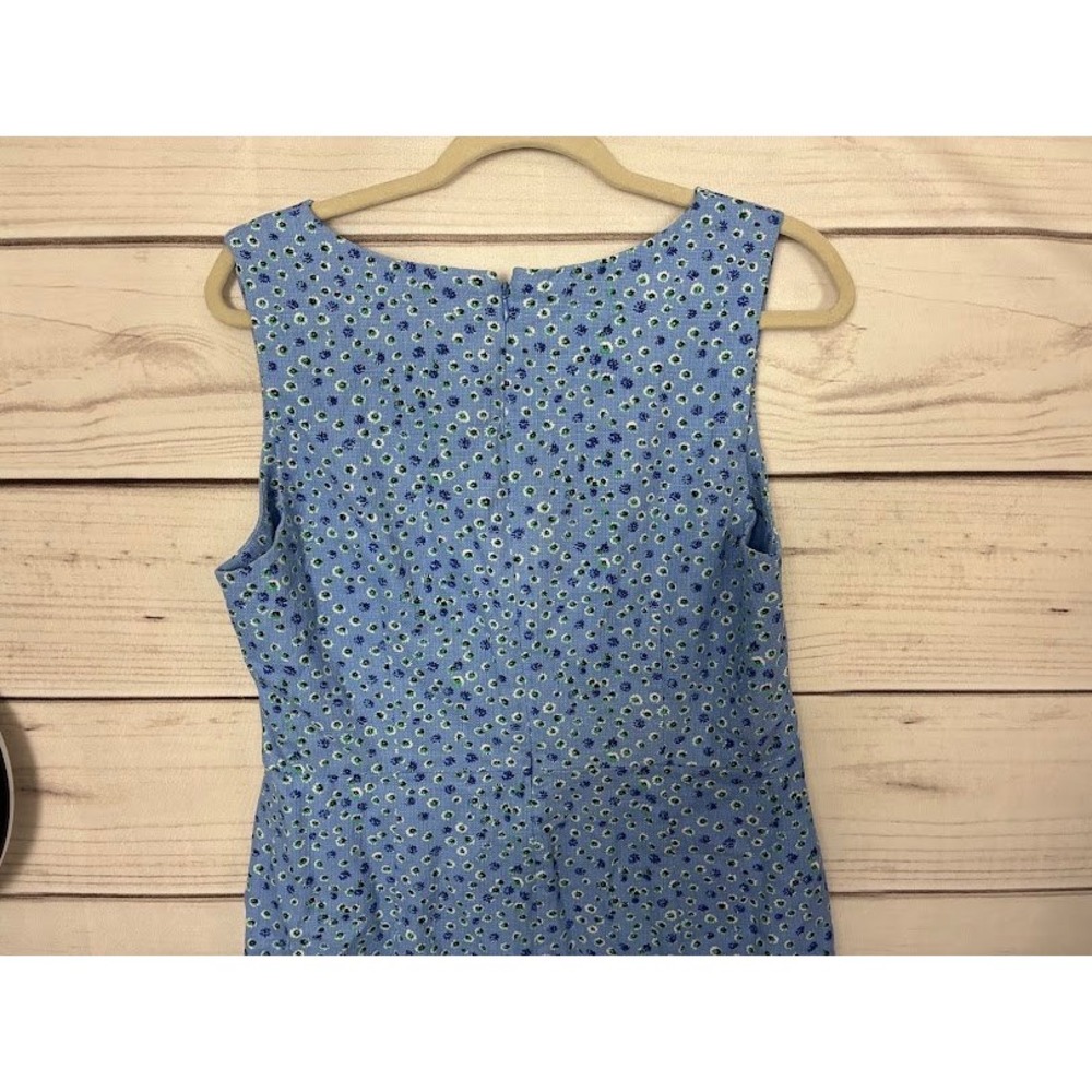 J.Crew‎ Blue Floral Scalloped Shift Dress Sleeveless Daisy Print Size 12 - Picture 4 of 8